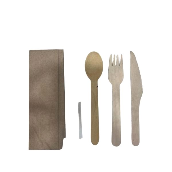 Yemek Seti 5 li Ahşap Çatal,Bıçak,Kaşık,Peçete,Kürdan