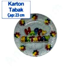 Tabak Karton Çap 24 Cm Happy Brithday 10 ADetli