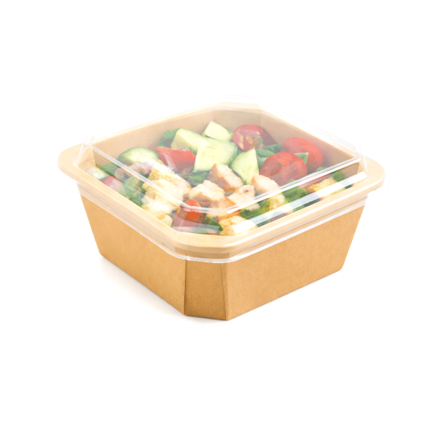 Salata Kabı Kare 1300 gr KRAFT Kap+Kapak 200 Adet