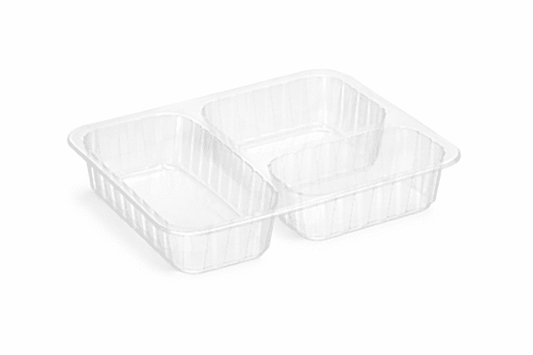 Şeffaf Plastik Kase 3 Gözlü Fİlm Yapıştırmalı 400 Adet