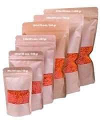 Kilitli Doypack Kraft Pencereli 13x22,5x3,5 Cm