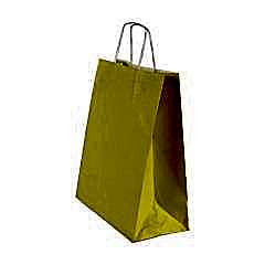 Beyaz Kraft Kağıt, Burgu saplı Çanta Sarı 32x40x12cm 50 adetli