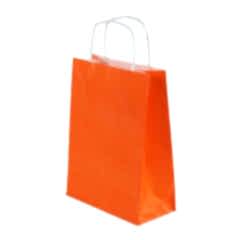 Çanta Beyaz Kraft 32x40x12 Cm Burgu Sap Turuncu