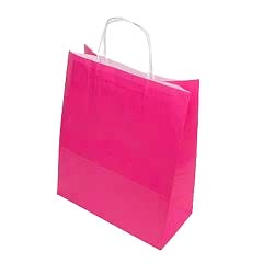 Çanta Beyaz Kraft 25x31x12 Cm Burgu Sap Pembe