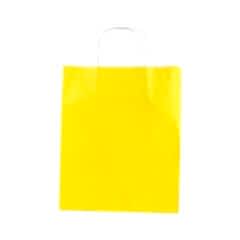 Çanta Beyaz Kraft 25x31x12 Cm Burgu Sap Sarı