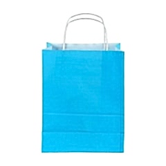 Çanta Beyaz Kraft 18x24x9 cm Burgu Sap Mavi