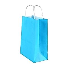 Çanta Beyaz Kraft 32x40x12 cm Burgu Sap Mavi