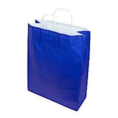 Çanta Beyaz Kraft Kağıt 32x40x12 cm Burgu saplı Lacivert