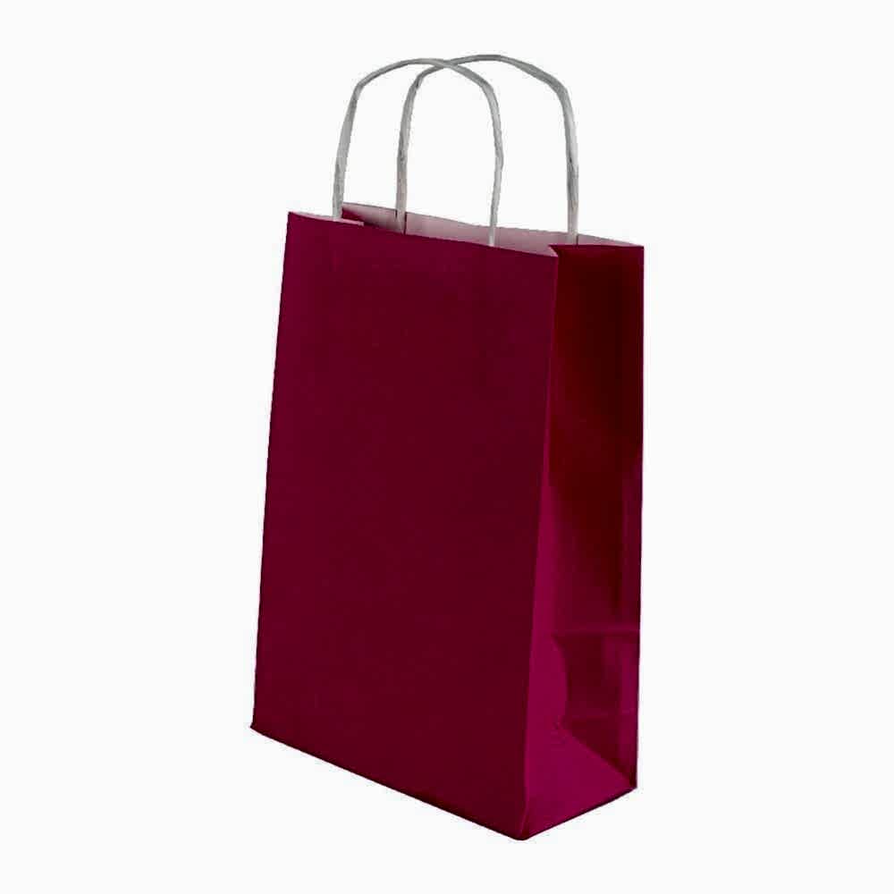 Çanta Beyaz Kraft 18x24x9 cm Burgu Sap Pembe