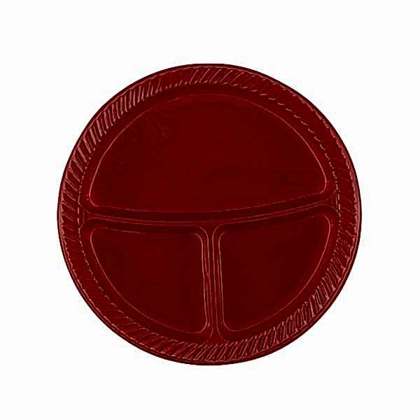 Tabak Plastik çap 26 cm 3 Gözlü Bordo 25 ADETLİ